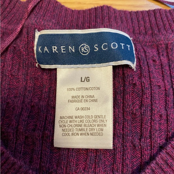 Karen Scott purple cotton knit sweater size large - Picture 2 of 10